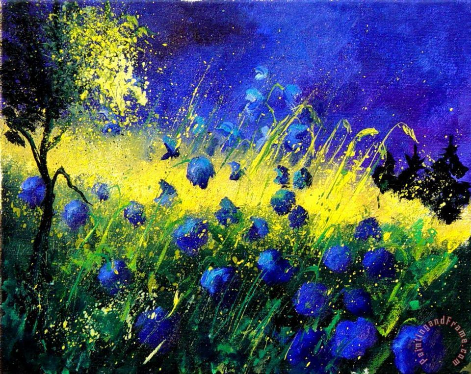 960x763 Pol Ledent Blue Poppies Painting - Blue Poppies Painting
