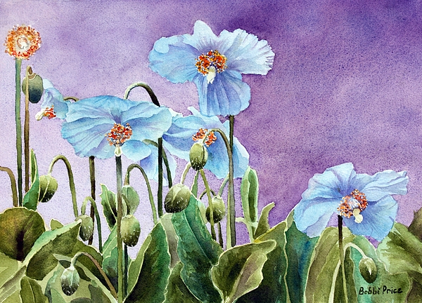 600x432 Blue Poppies Painting By Bobbi Price - Blue Poppies Painting