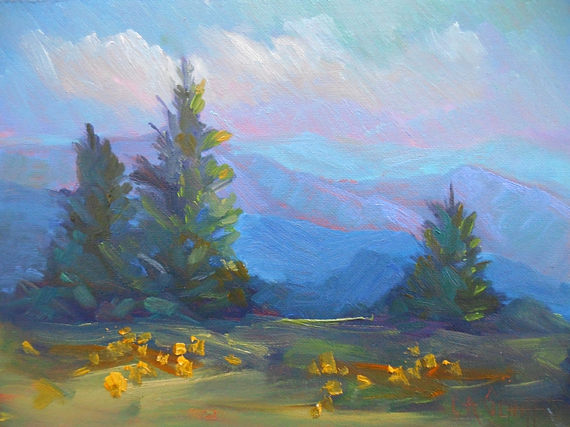 570x427 Mountain Landscape Painting Small Oil Painting Blue Ridge - Blue Ridge Mountains Painting