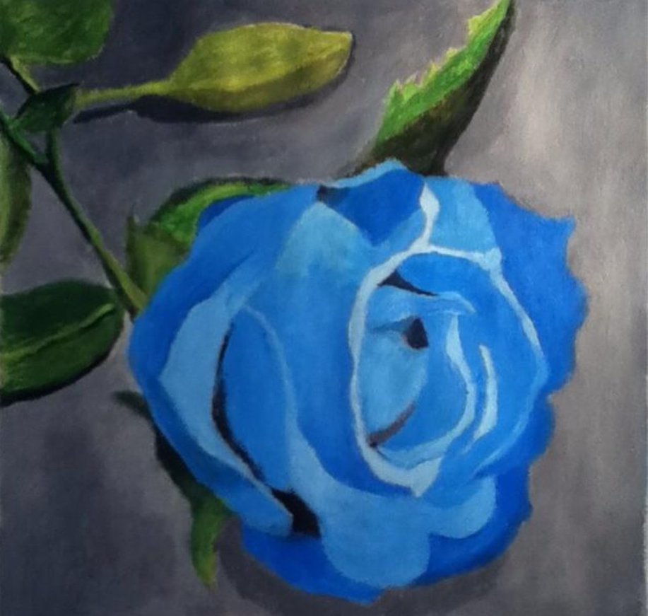 917x871 Blue Rose Painting By Christianchengart - Blue Rose Painting