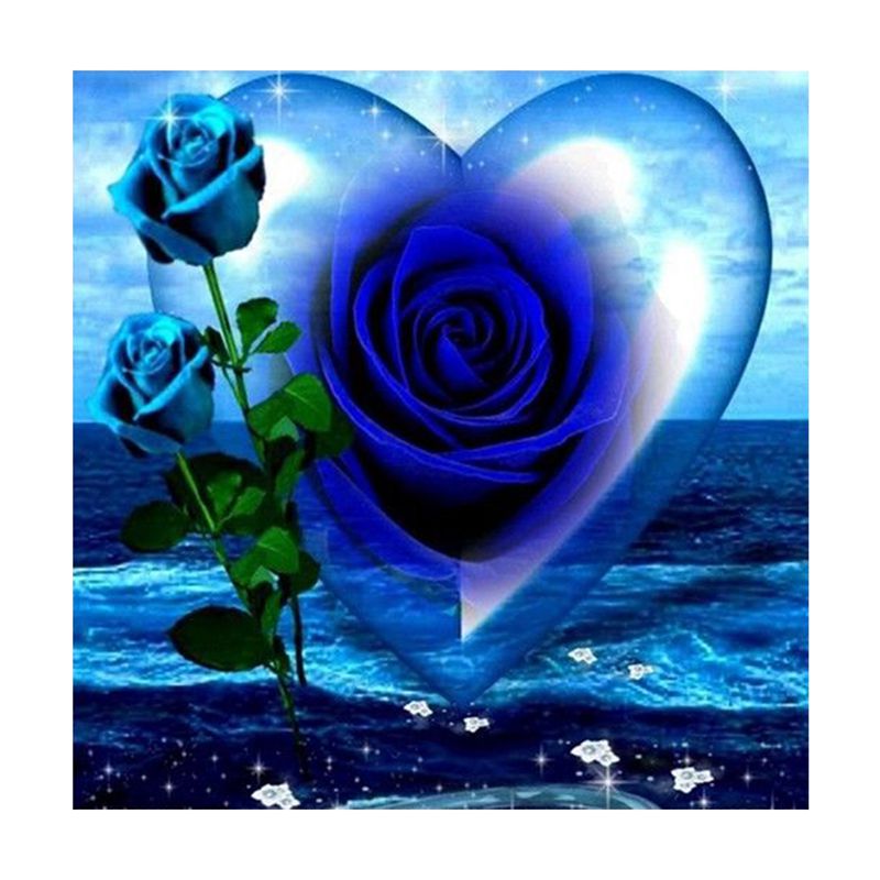 800x800 Diy 5d Diamond Embroidery Painting Blue Rose Cross Stitch Craft - Blue Rose Painting
