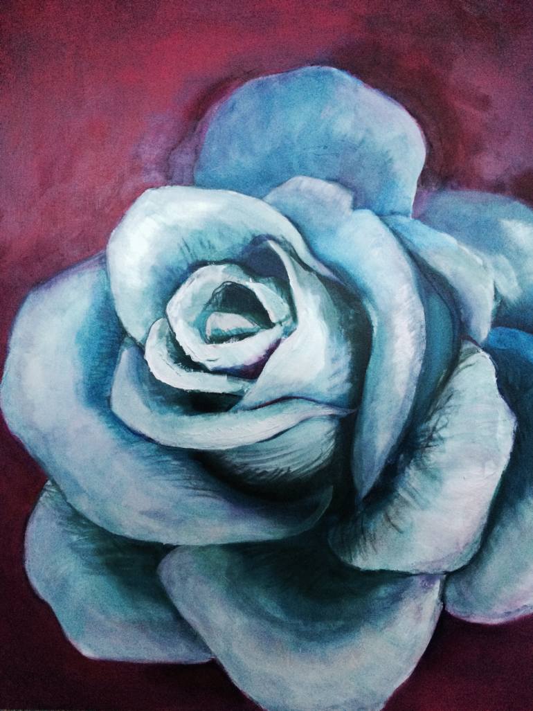 Blue Rose Painting at PaintingValley.com | Explore collection of Blue ...