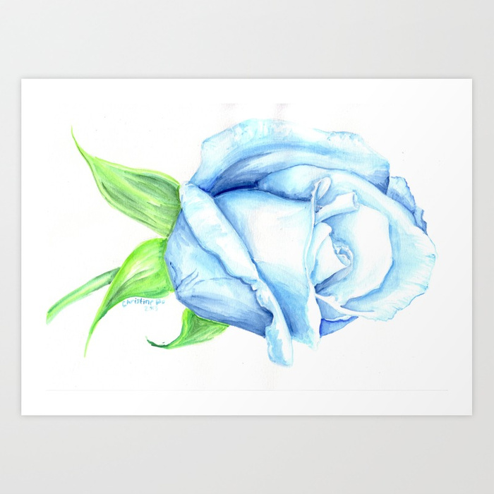 700x700 Blue Rose Watercolor Painting Art Print By Spoondraws Society6 - Blue Rose Painting