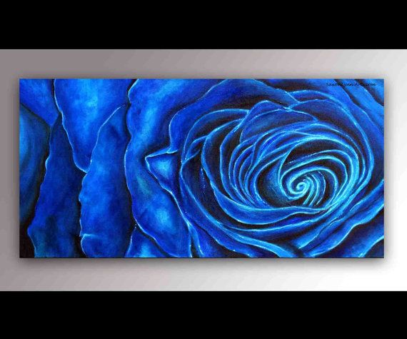 570x475 Blue Rose Painting Twin Peaks Blue Rose Flower Painting Twin - Blue Rose Painting