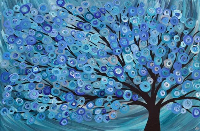 650x427 Blue Flowers Painting 19 Background Wallpaper - Blue Tree Painting