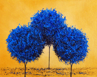 340x270 Bold Blue Art Etsy - Blue Tree Painting