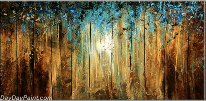 700x344 Modern Abstract Art Paintings Blue Tree Landscape Oil Painting - Blue Tree Painting