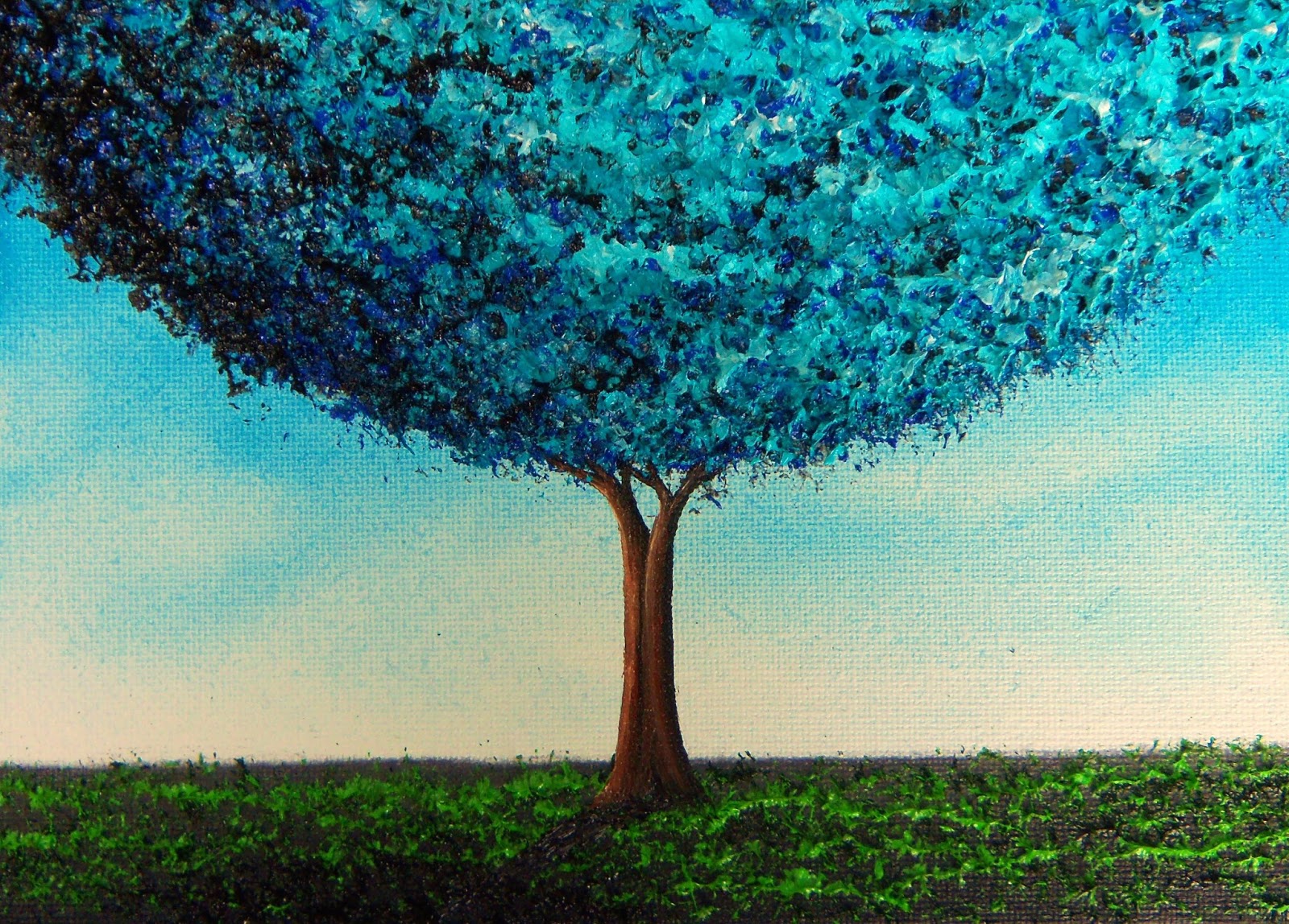 1600x1148 Modern Painting Of Abstract Tree Art, Blue Tree Painting, 5 X 7 - Blue Tree Painting