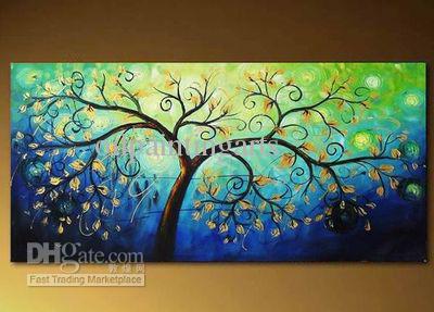 400x287 2018 Oil Painting On Canvas Art Decor Prints For Home Decoration - Blue Tree Painting