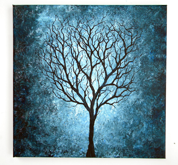 600x557 Paintings Of Trees Blue Tree Painting 12x12 By Blablover5 - Blue Tree Painting