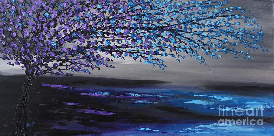900x448 Amazing Blue Tree Painting By Preethi Mathi - Blue Tree Painting