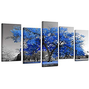 350x350 Artland Giclee Canvas Prints Abstract Wall Art - Blue Tree Painting