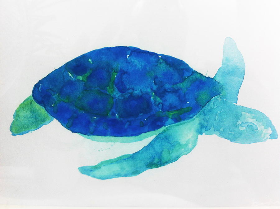 900x672 Blue Turtle Painting By Mark Bayley - Blue Turtle Painting