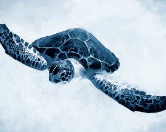 340x270 Blue Turtle Painting Etsy - Blue Turtle Painting