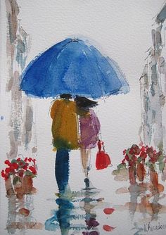Blue Umbrella Painting