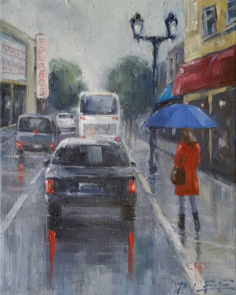 770x962 Saatchi Art Blue Umbrella Painting By Peter Lee - Blue Umbrella Painting