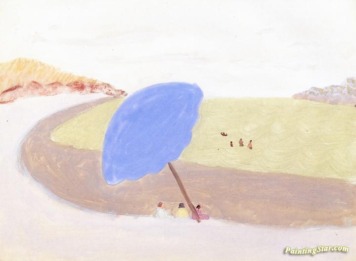 720x528 Blue Umbrella Artwork By Milton Avery Oil Painting Amp Art Prints - Blue Umbrella Painting