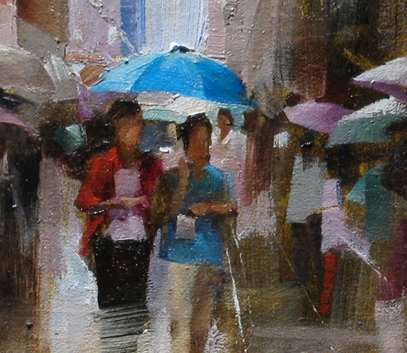 575x499 Qiang Huang, A Daily Painter Blue Umbrella - Blue Umbrella Painting