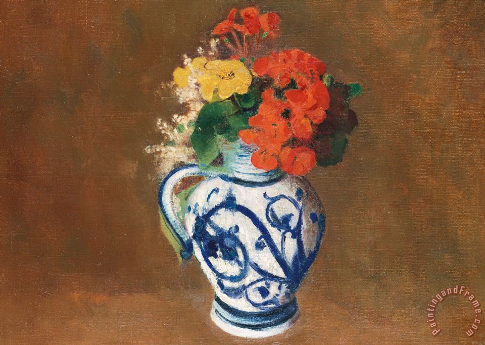 960x683 Odilon Redon Flowers In A Blue Vase Painting - Blue Vase Painting
