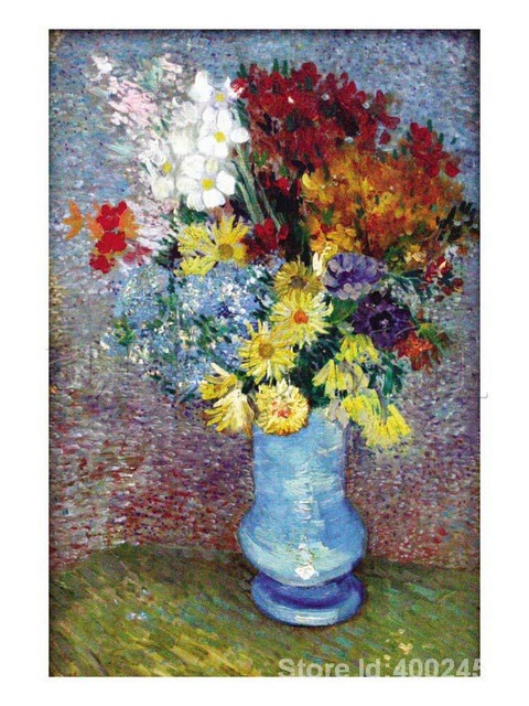 480x640 Paintings By Vincent Van Gogh Flowers In A Blue Vase Wall Art Hand - Blue Vase Painting