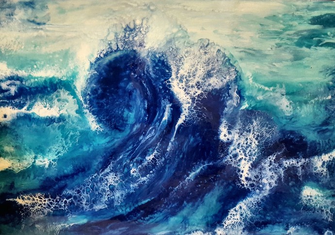 Blue Wave Painting at PaintingValley.com | Explore collection of Blue ...