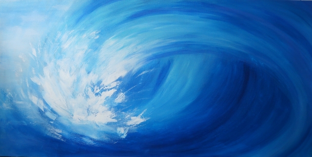 640x323 Crashing Blue Wave - Blue Wave Painting