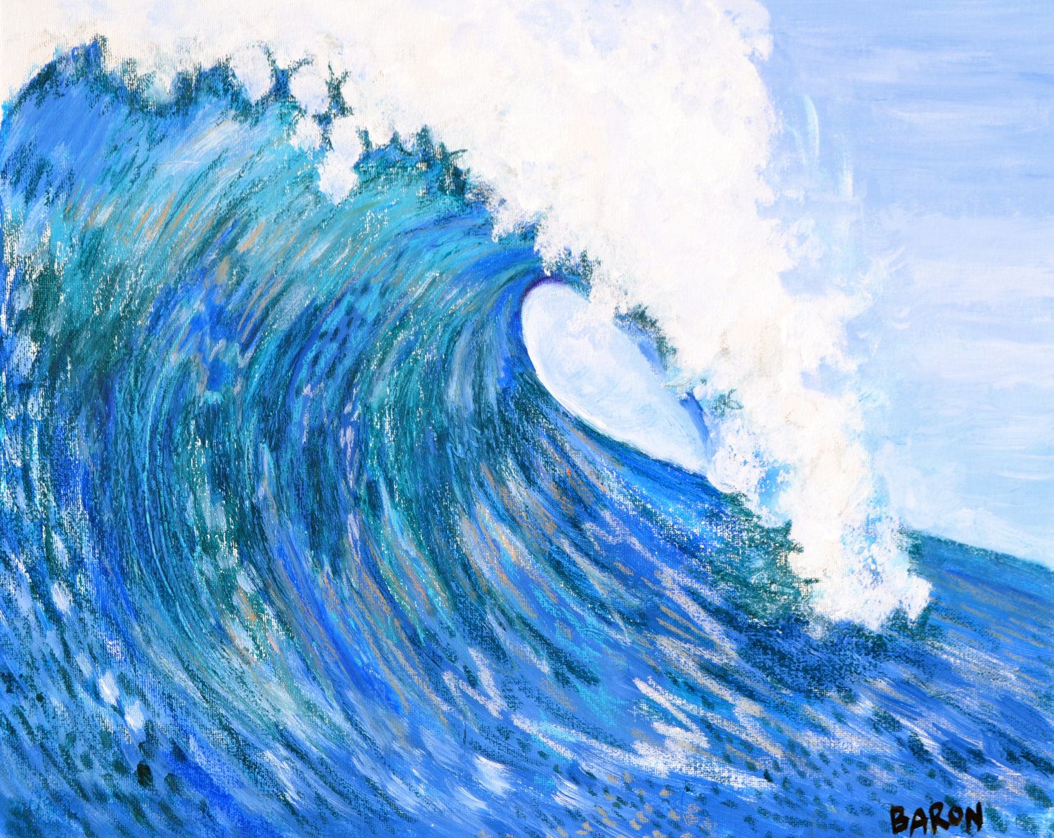 1500x1192 Large Wave Painting Art - Blue Wave Painting