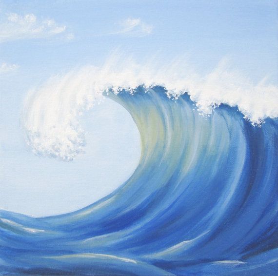 570x566 Ocean Wave Painting, Original Blue Wave Painting, Blue Sea Fine - Blue Wave Painting