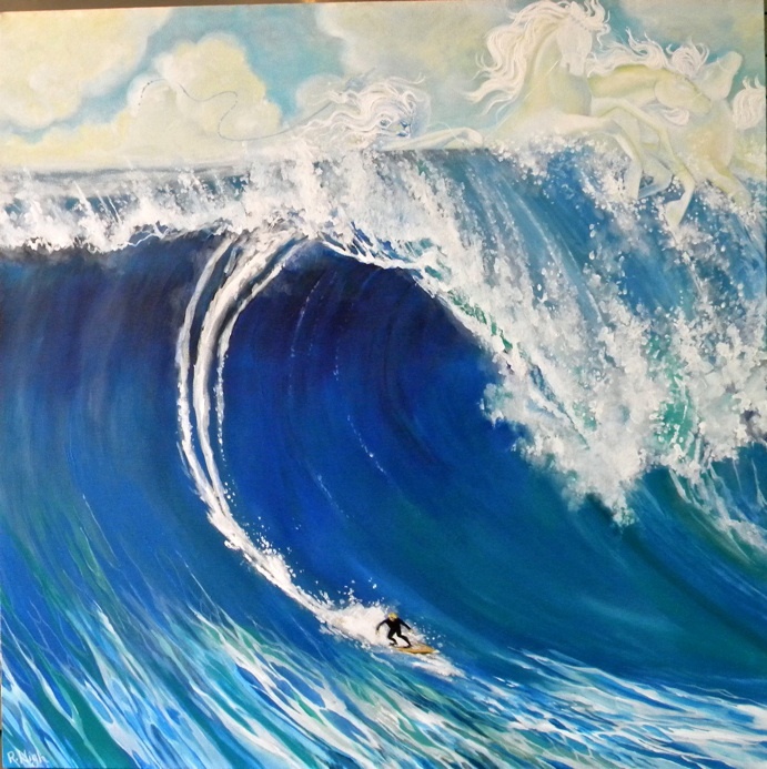 691x693 The 711 Best Beachy Art Images On Patterns, Hawaiian - Blue Wave Painting