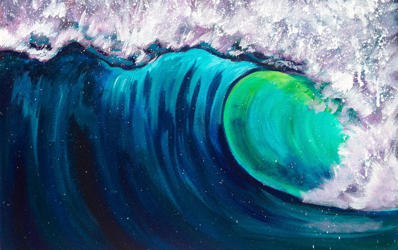 1280x803 Beginner Acrylic Art Lesson How To Paint A Wave Step By Step - Blue Wave Painting