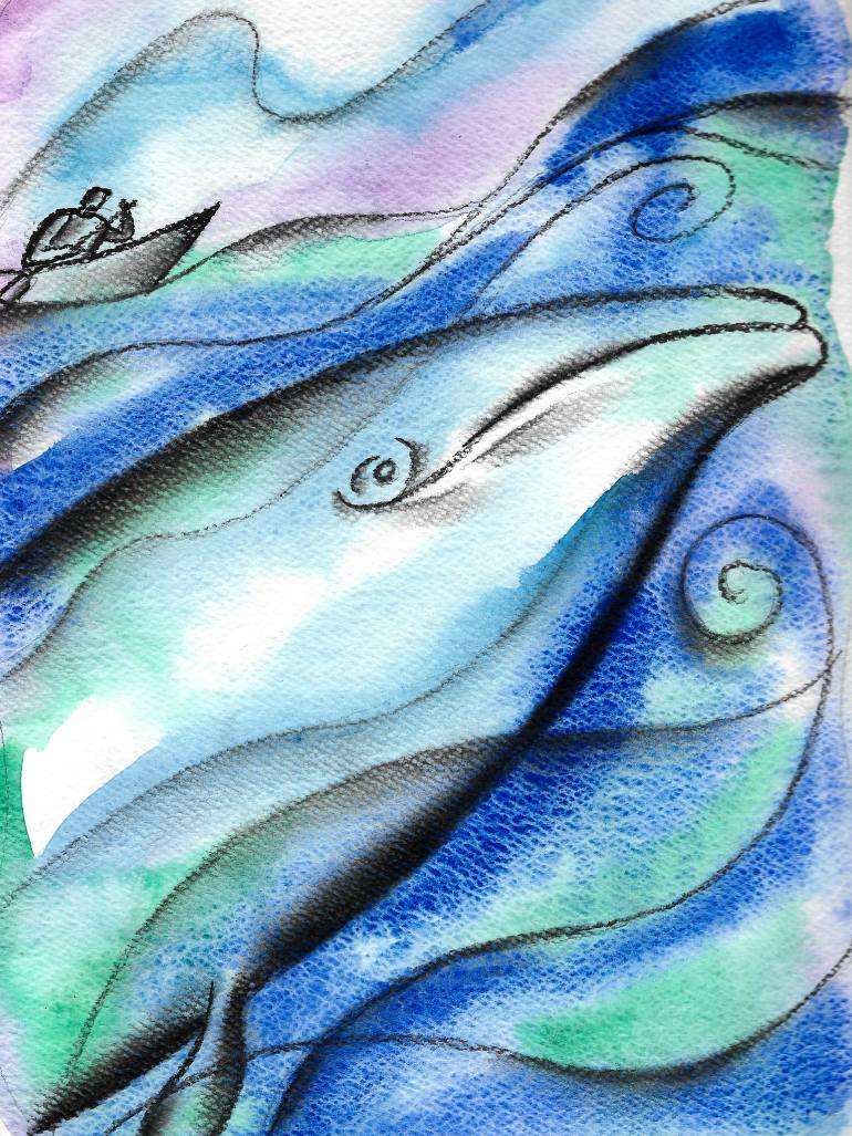 770x1027 Saatchi Art Blue Whale Painting By Leon Zernitsky - Blue Whale Painting