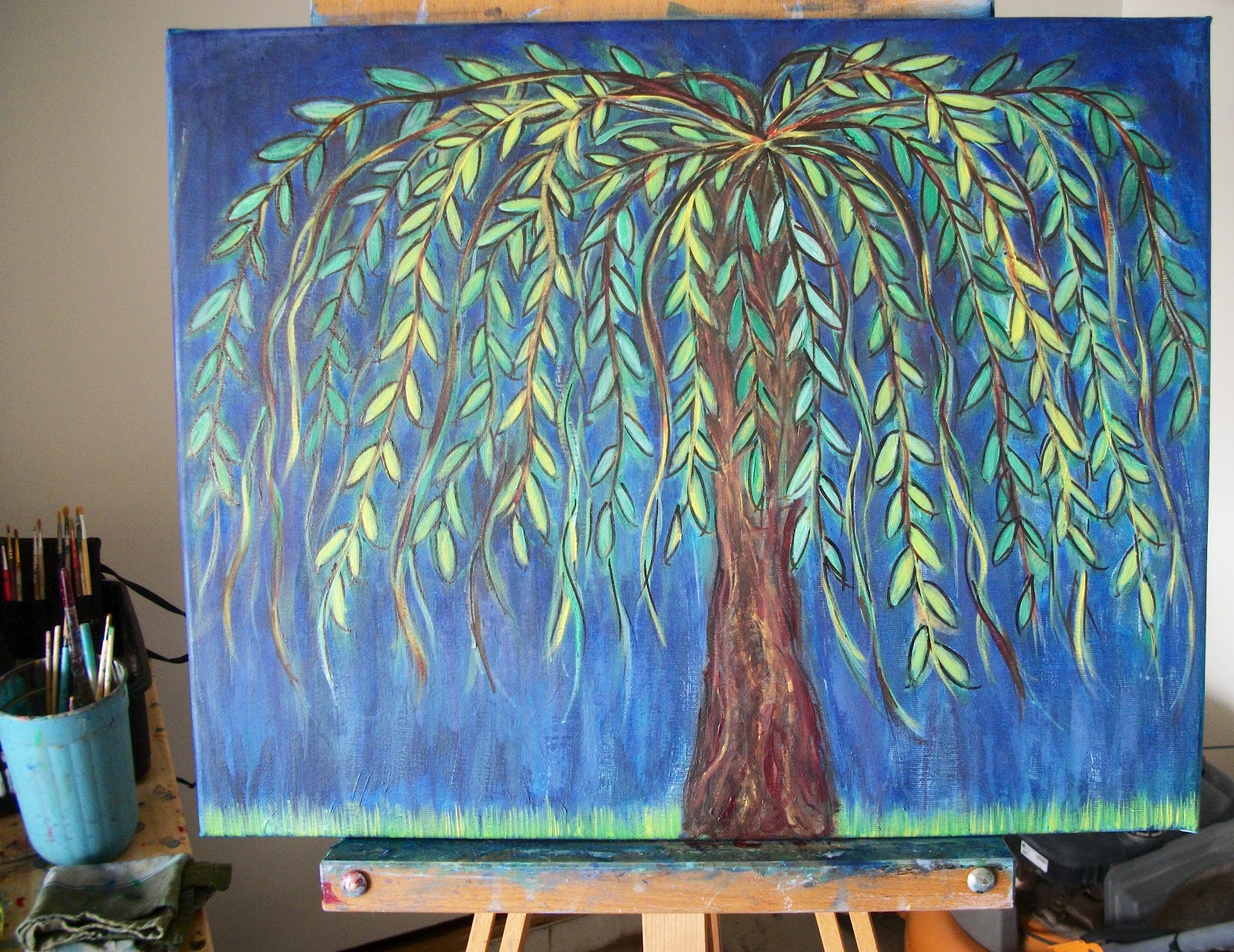 1600x1235 Creative Stash Painting In Progress Willow Tree - Blue Willow Painting