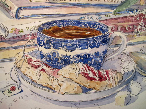 510x383 Everyday Artist Step By Step Watercolor Painting My Own Sweet Time - Blue Willow Painting