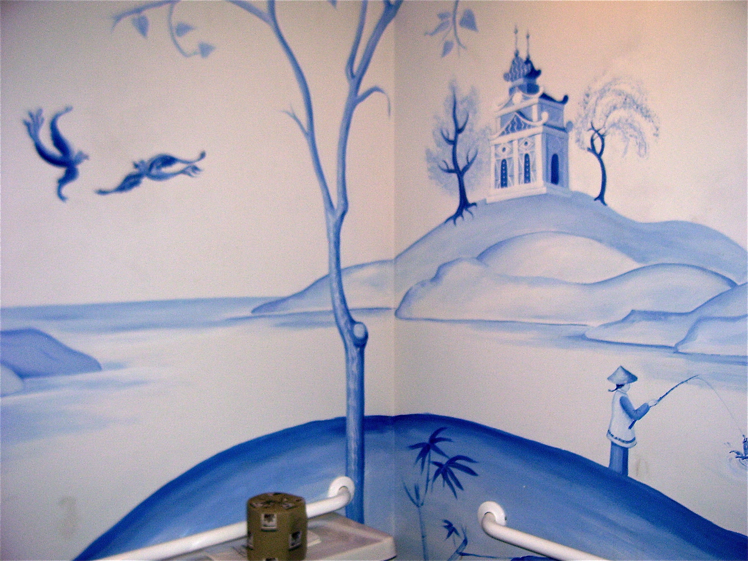 2576x1932 Hand Painted Muralsmosaic Giving Treetree Murals Children Jane - Blue Willow Painting