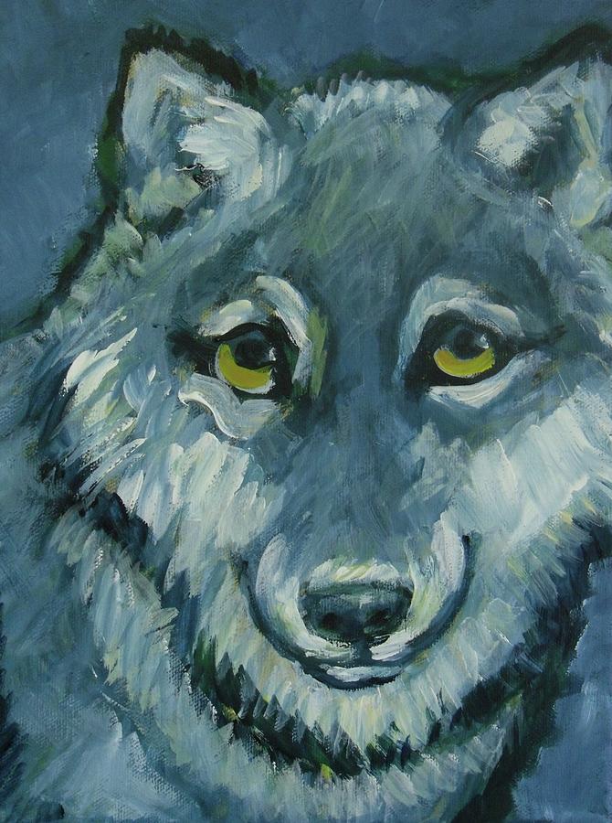 670x900 Blue Wolf Painting By Carol Suzanne Niebuhr - Blue Wolf Painting