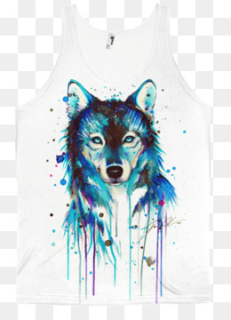 260x360 Gray Wolf Watercolor Painting Drawing Digital Art - Blue Wolf Painting