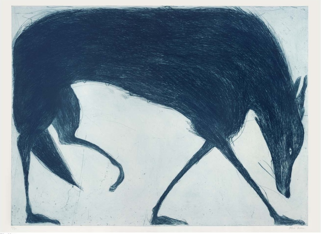 1024x748 Kate Boxer Prints Blue Wolf White Space Art - Blue Wolf Painting