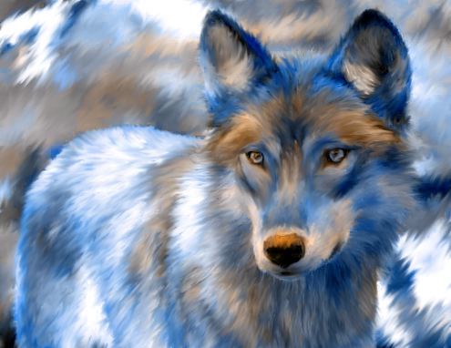 495x382 Blue Wolf Painted By Writer The Wolf - Blue Wolf Painting