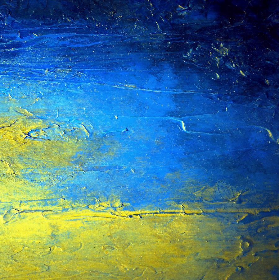 899x900 Abstract Blue And Yellow Diptych Sirius Ii Painting By Holly Anderson - Blue Yellow Painting