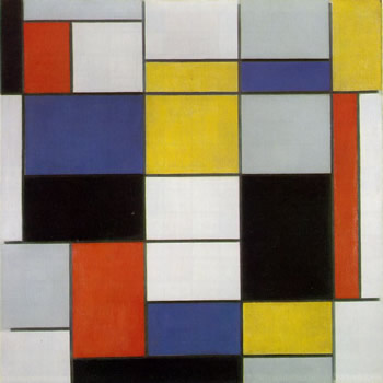 350x350 Composition A With Black, Red, Grey, Yellow And Blue (1920 - Blue Yellow Painting