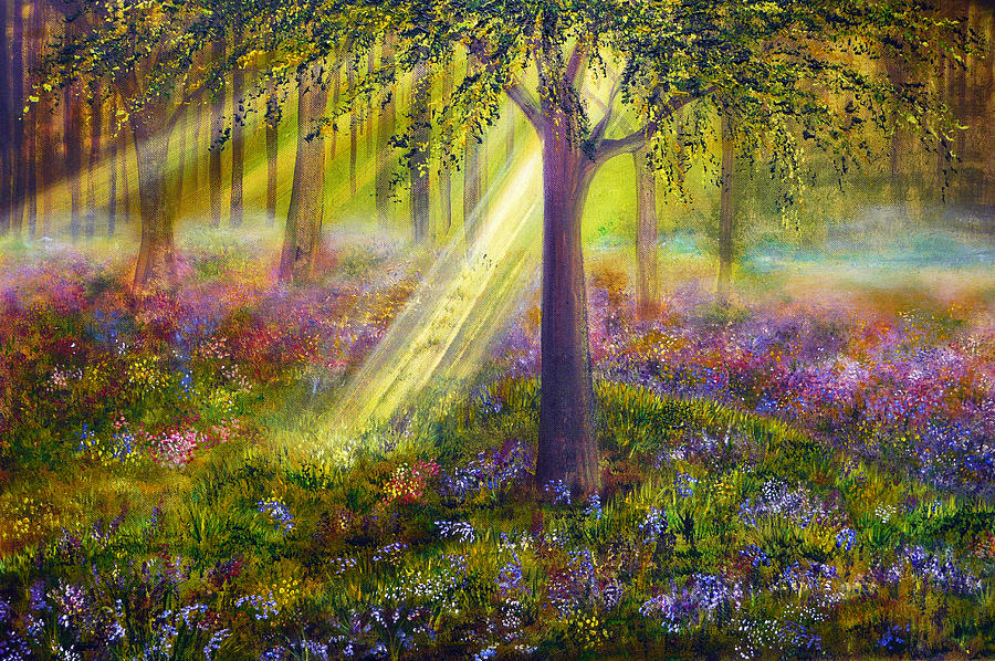 900x598 Bluebell Woods Painting By Ann Marie Bone - Bluebell Painting