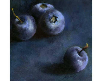 340x270 Blueberry Still Life Etsy - Blueberry Painting