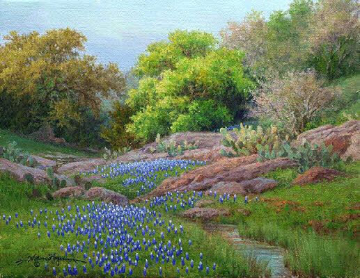 517x400 Texas Landscape Artist Bluebonnet Landscape Oil Painting By - Bluebonnet Oil Painting