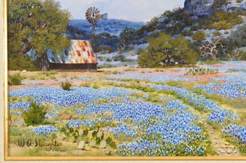 800x531 W. A. Slaughter Bluebonnets Oil Painting - Bluebonnet Oil Painting