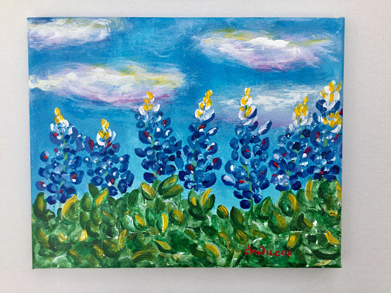 570x427 Bluebonnet Painting On Canvas Original Bluebonnet Painting - Bluebonnet Painting