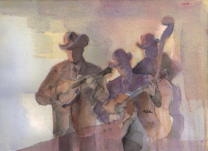 840x610 Jamming In Galax In Watercolor - Bluegrass Painting