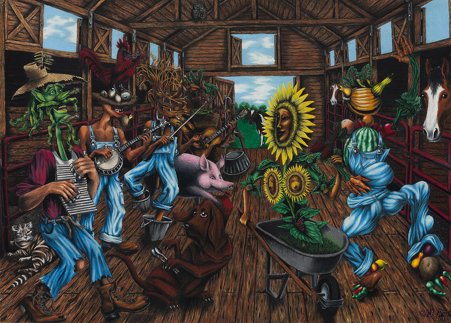 900x644 Jug Band Painting By Ned Shuchter - Bluegrass Painting