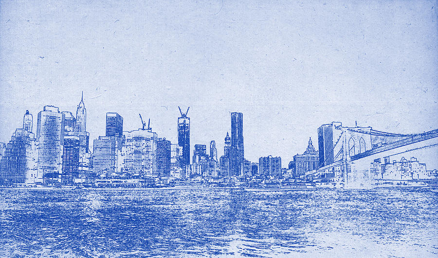 900x531 Nyc Blueprint Painting By Celestial Images - Blueprint Painting
