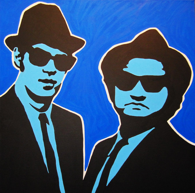 640x635 David Mihaly Artwork Blues Brothers Original Painting Acrylic - Blues Brothers Painting