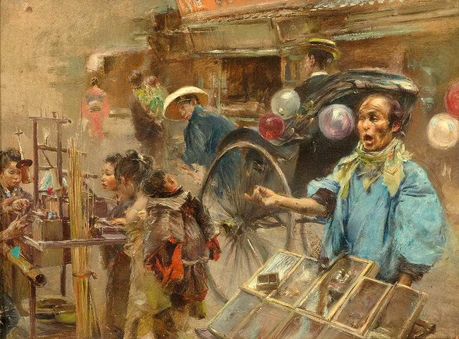 900x666 Street Market Painting By Robert Frederick Blum - Blum Painting